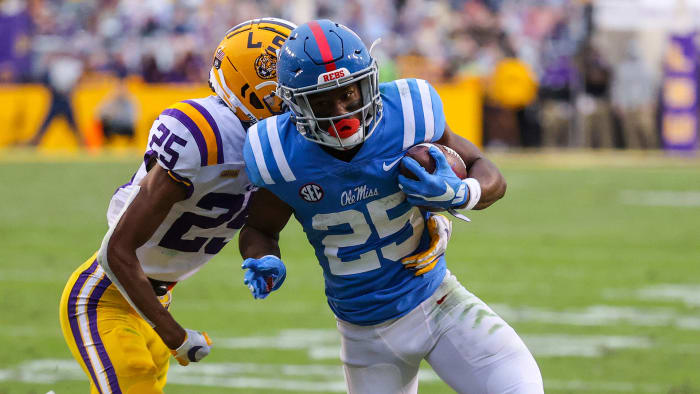 Parrish running for the Rebels in 2021.